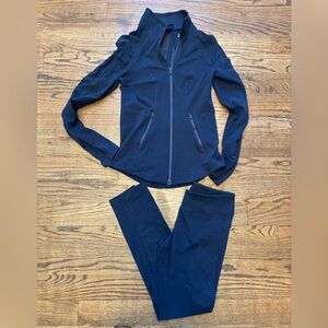 Zella Navy Track Pants and Mesh-Panel Jacket Set, Medium